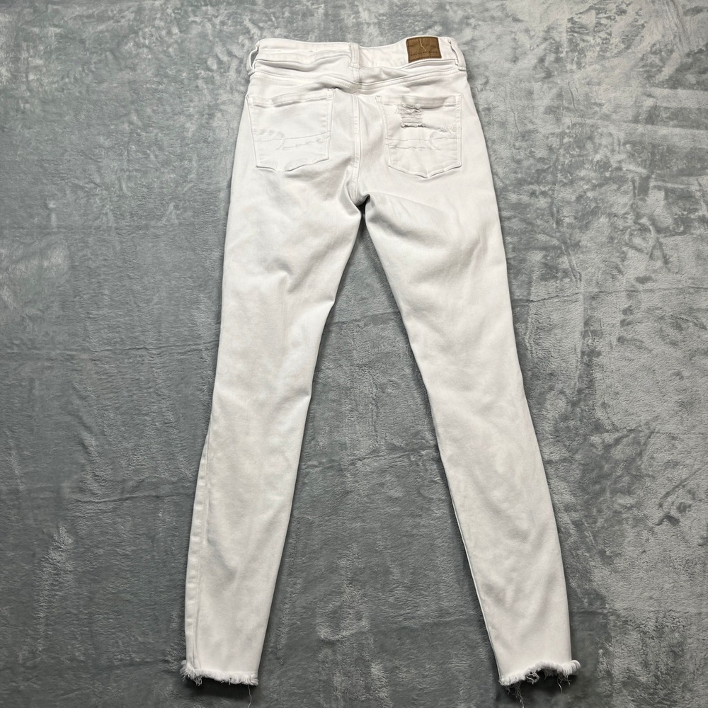 American Eagle Jegging Womens White Distressed Hi-Rise Next Level Stretch 0 - Picture 2 of 16